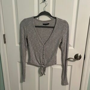 Abercrombie & Fitch Gray Fitted Long Sleeve Button Down
